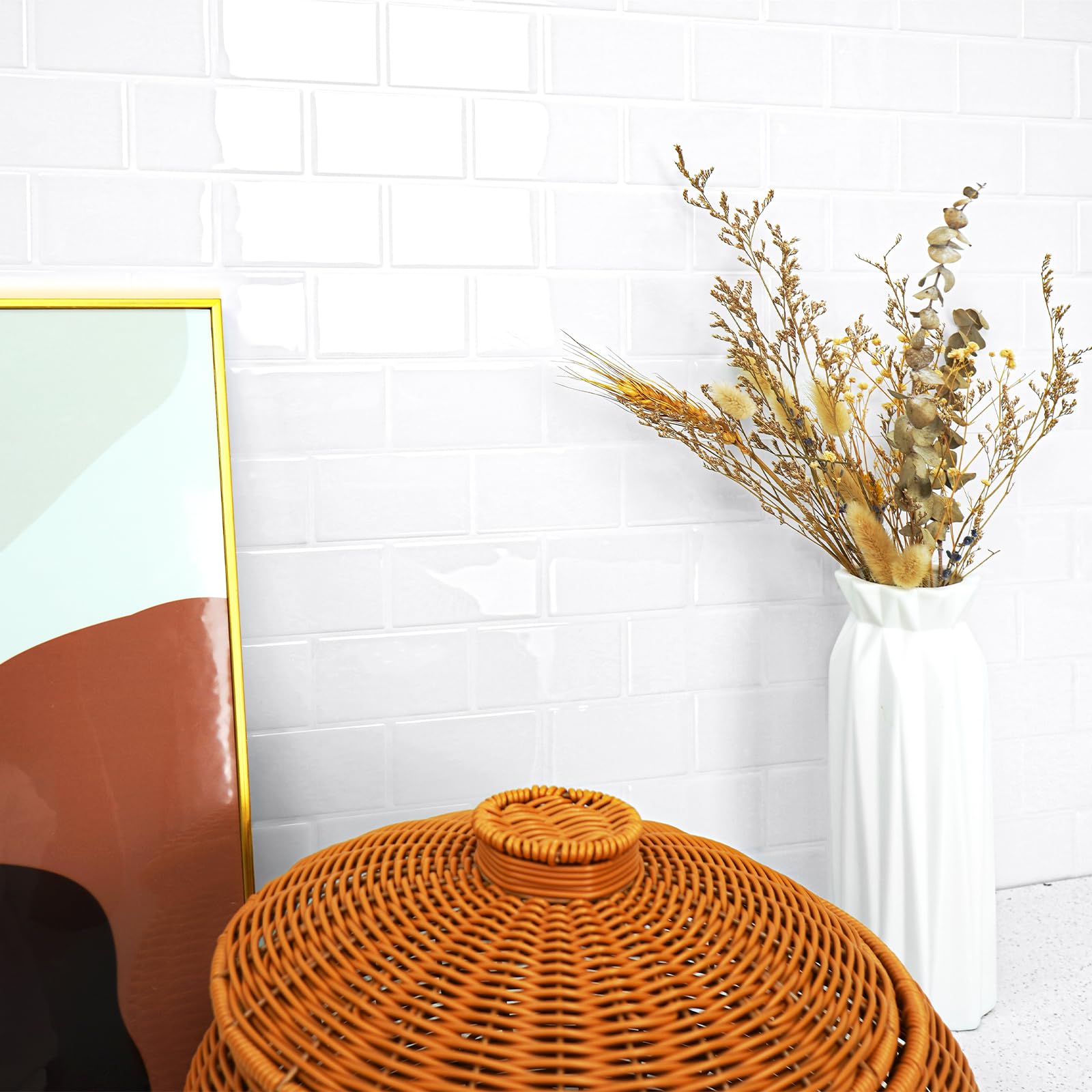 Stickgoo 1-Sheet White Subway Tiles Peel And Stick Backsplash, Stick On Tiles Kitchen Backsplash (Thicker Design)